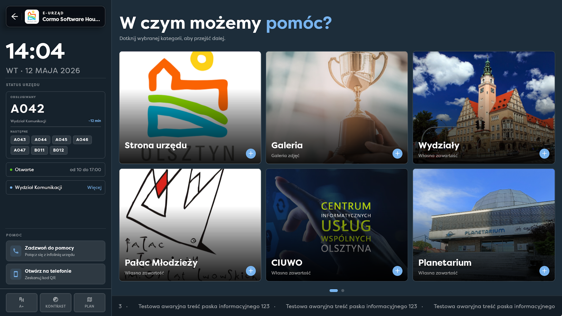 Podgląd treści na ekranie Infoframe